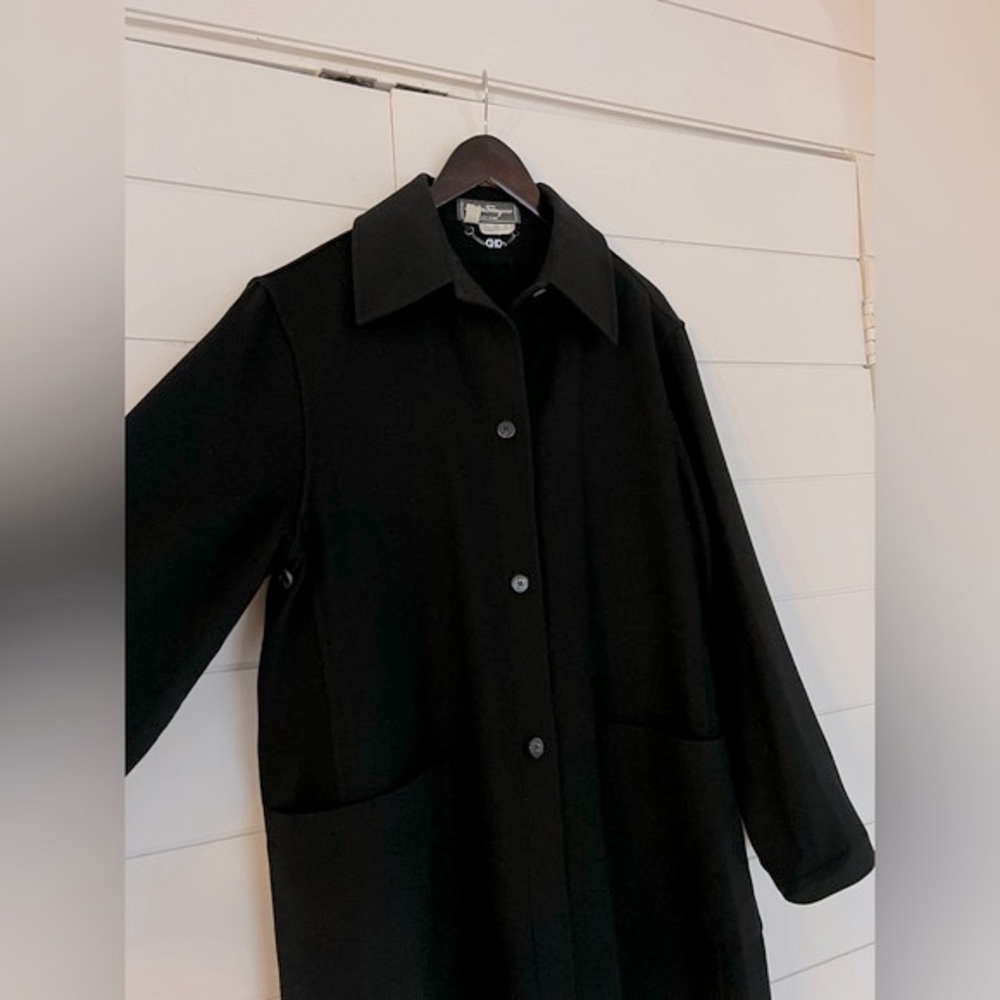 Salvatore Ferragamo Black Long Wool Coat Liner - Picture 6 of 11